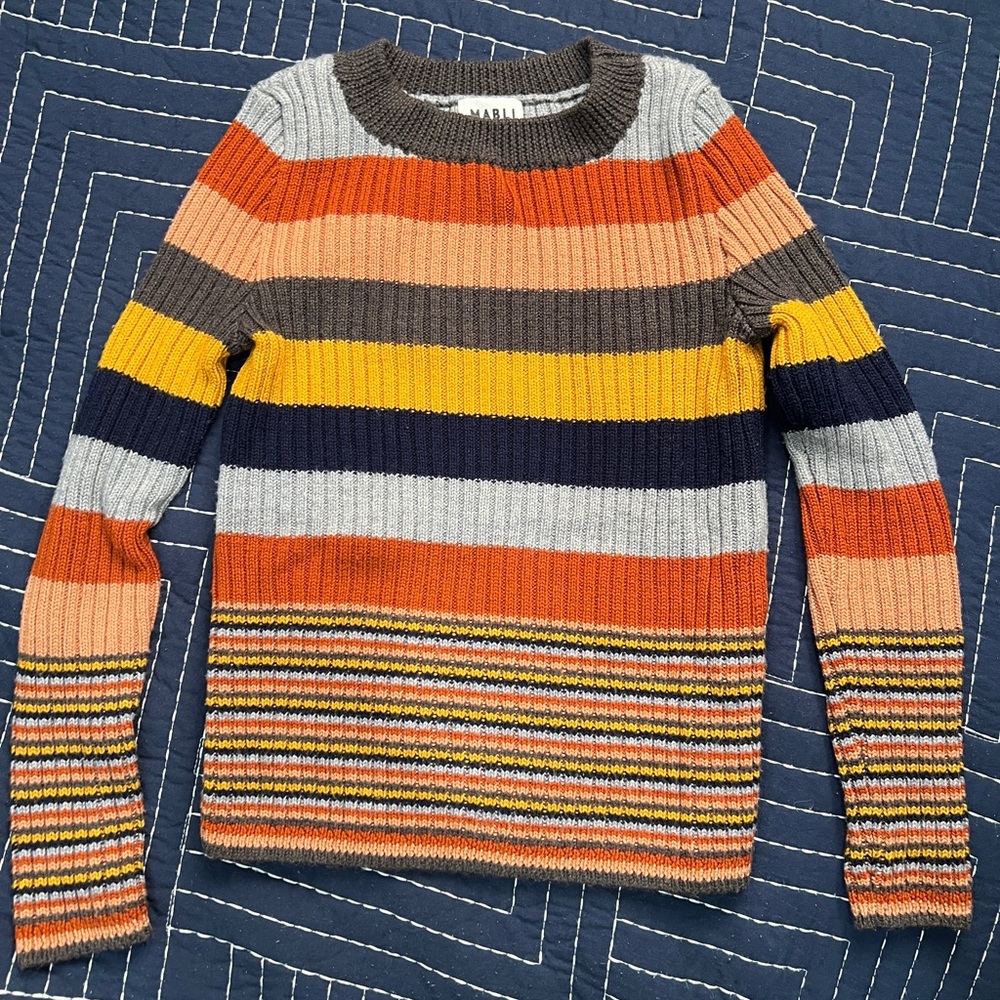 Mabli Wales soft ribbed knit striped top, size 8 years